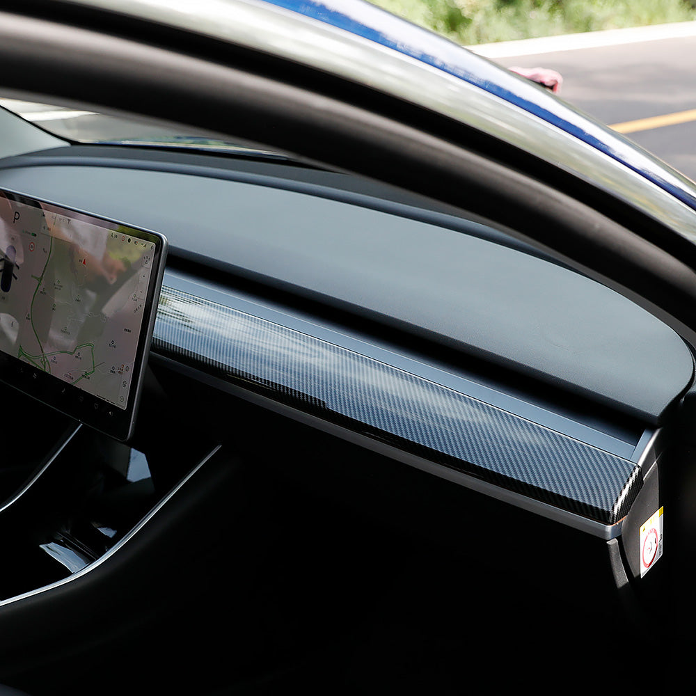 Modell 3 & Y- Dashboard- Dash- Cover an Doer- Trim- Vertension- Ausweider Paneler Reale Carbon FiberName