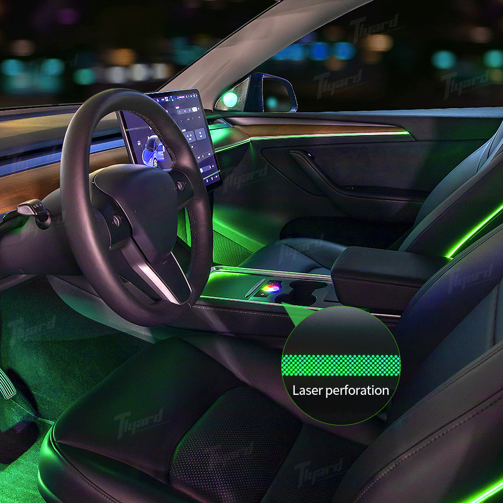 Model 3 & Y Interiør Laser Ambient Lights 128 RGB farver Tesla Atmosfære LED