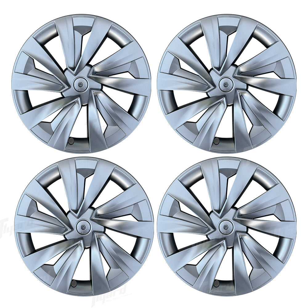 2025+ Model Y Juniper 19" Wheel Cover Aerodynamic Twisted Star Hubcaps 4 PCS