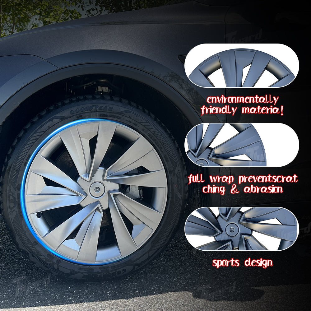 2025+ Model Y Juniper 19" Wheel Cover Aerodynamic Twisted Star Hubcaps 4 PCS