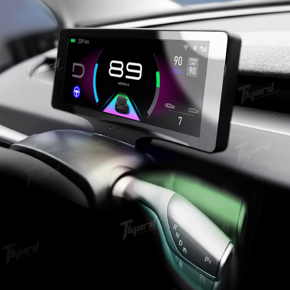 2026 Model Y Juniper/ Model 3 Highland Gear Shift Stalk + 7" Head-Up Display/ Wireless Charging Phone Mount Upgrade Kit | Tlyard