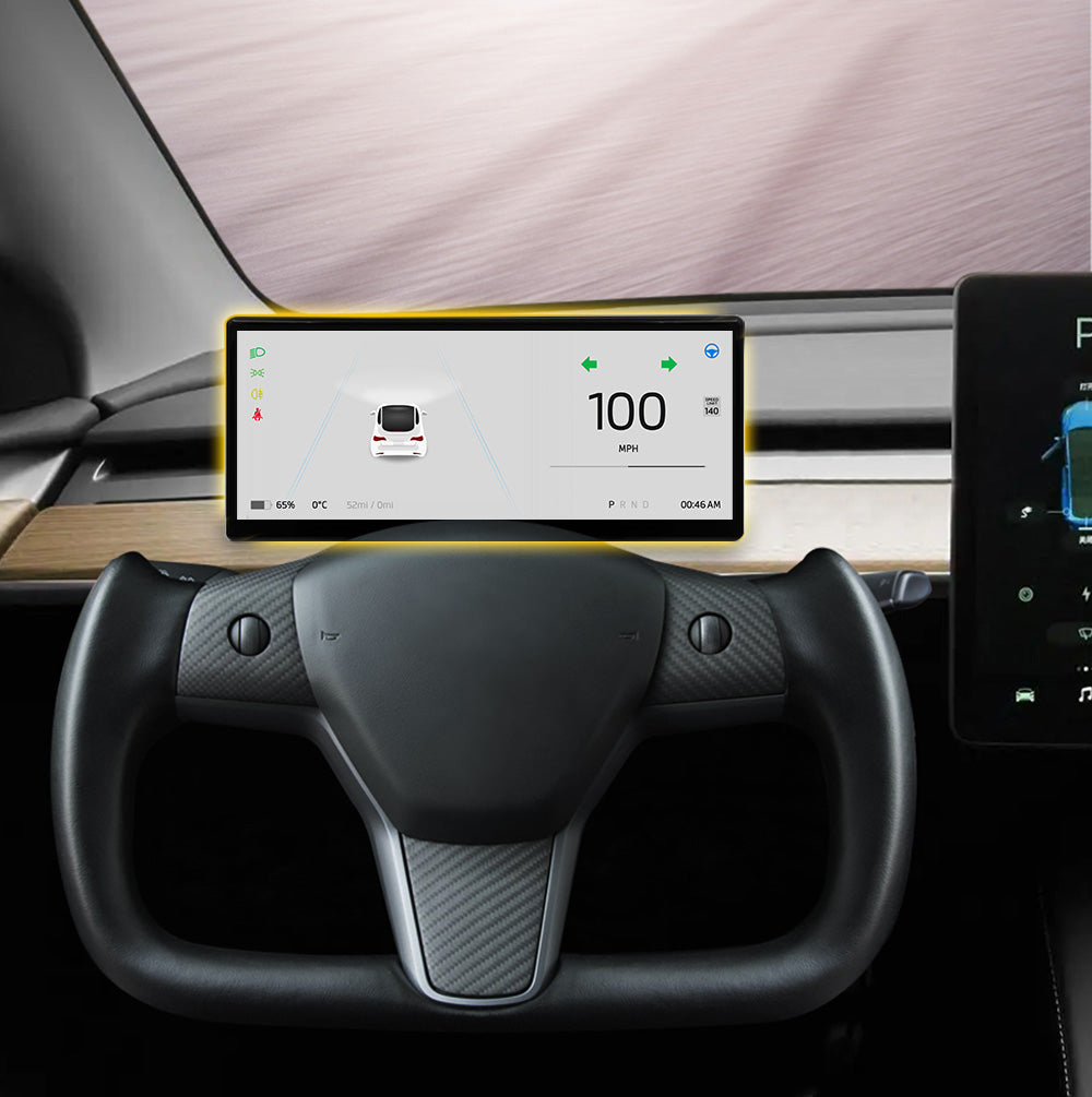 Nytt 9" Carplay Front kamera Smart LCD Dashbrett Vis Tesla Modell 3 & Y