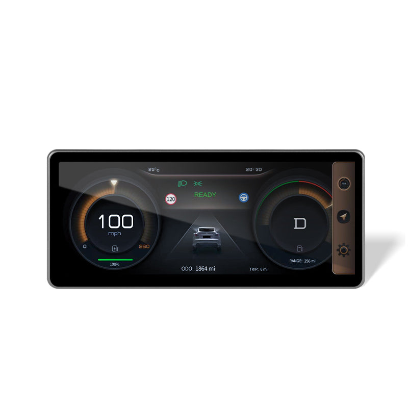 Nytt 9" Carplay Front kamera Smart LCD Dashbrett Vis Tesla Modell 3 & Y