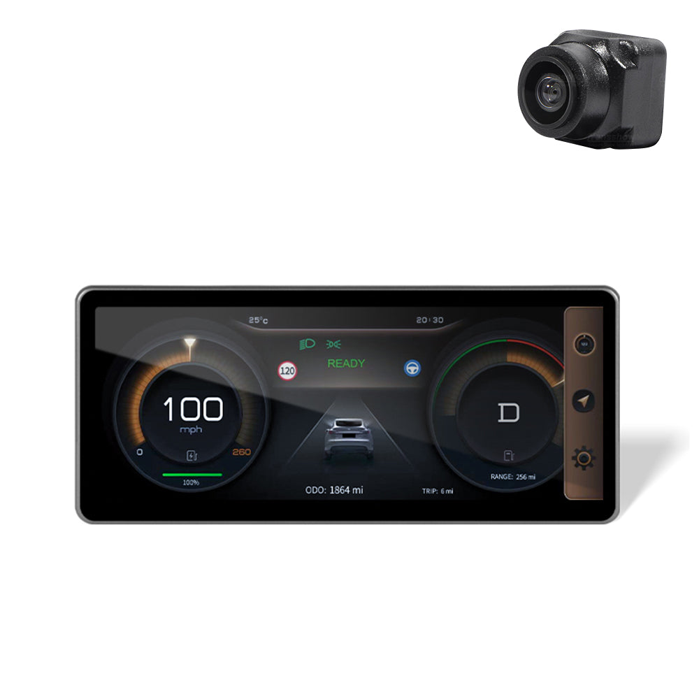 Nytt 9" Carplay Front kamera Smart LCD Dashbrett Vis Tesla Modell 3 & Y