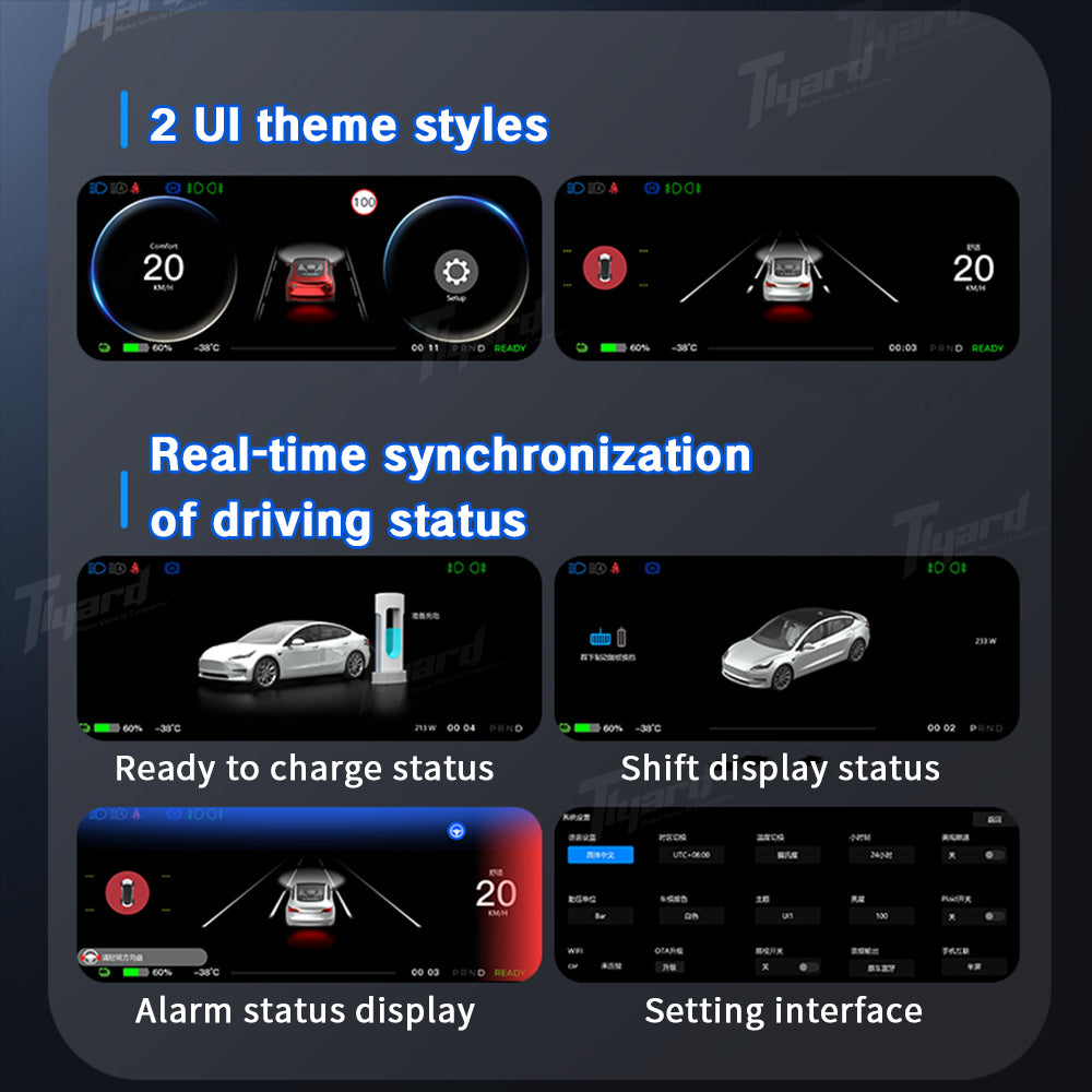 8.9-Inch Dashboard Display for Model 3 Highland/ Y Juniper : F9H Cluster with Ambient Lighting & Camera