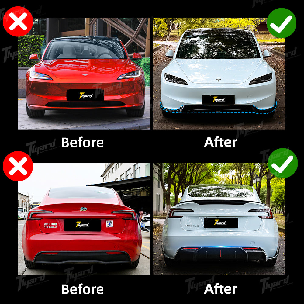 Model 3 Highland Body Decors Kit With Front and Rear Bumper Lip Trunk Lip