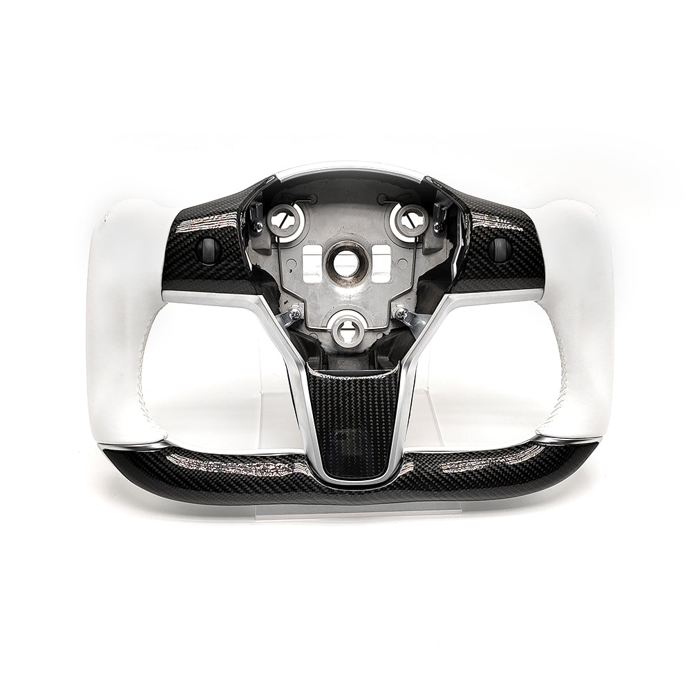 Customized Gold Forged Carbon Fiber Yoke Steering Wheel for Tesla Model 3 & Model Y Steering Wheel Upgrade | Tlyard