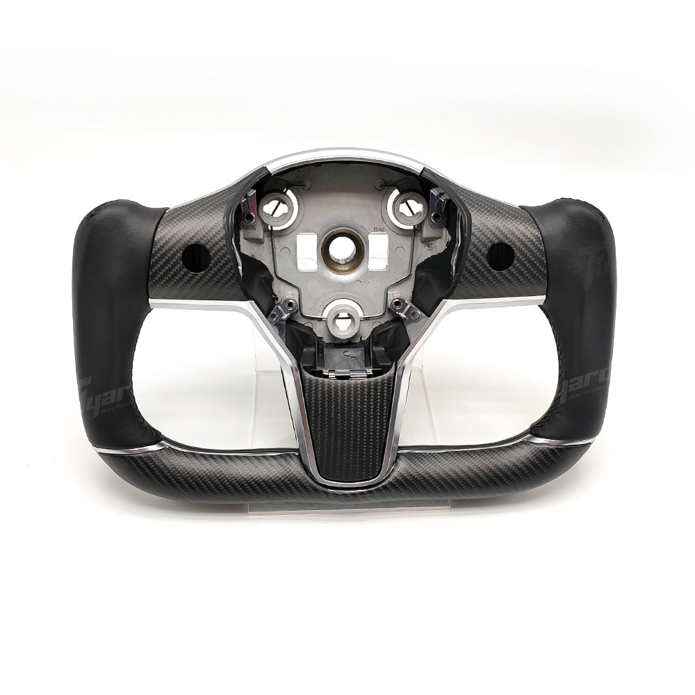 Customized Gold Forged Carbon Fiber Yoke Steering Wheel for Tesla Model 3 & Model Y Steering Wheel Upgrade | Tlyard
