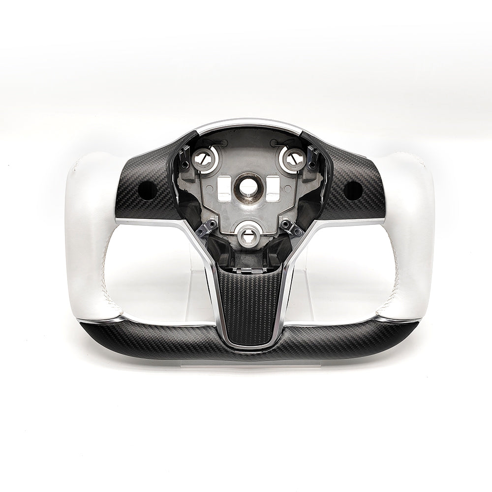 Customized Gold Forged Carbon Fiber Yoke Steering Wheel for Tesla Model 3 & Model Y Steering Wheel Upgrade | Tlyard