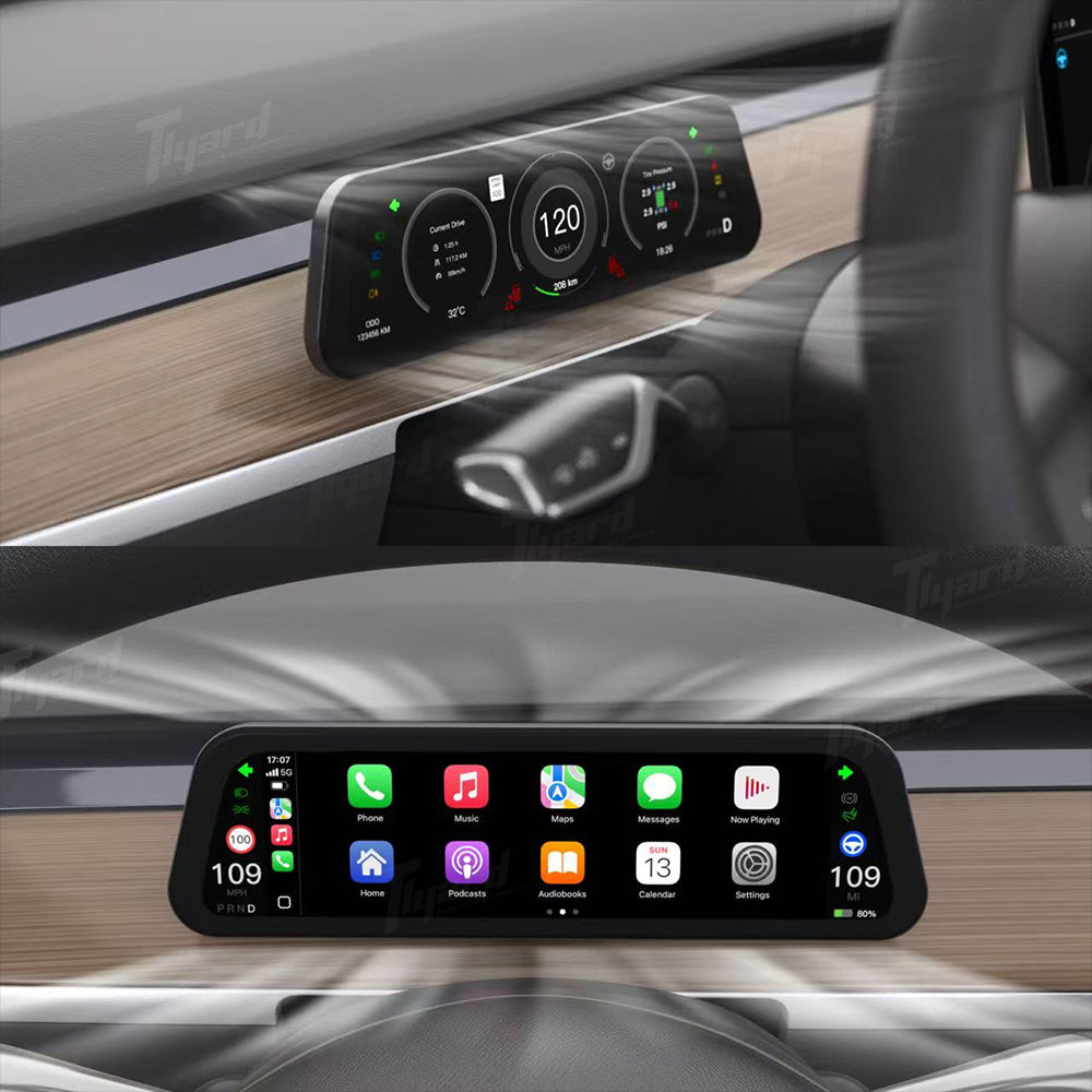 T9 Pro 9.6-inch Gen 2 CarPlay Head-Up Touch Display Instrument Cluster for Tesla Model 3/Y/Model 3 Highland/Model Y Juniper