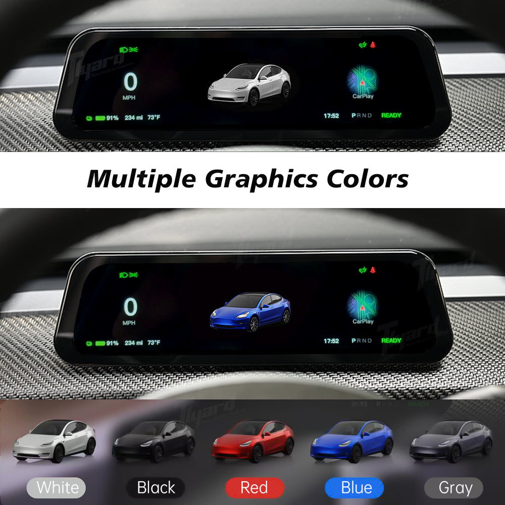 T9 Pro 9.6-inch Gen 2 CarPlay Head-Up Touch Display Instrument Cluster for Tesla Model 3/Y/Model 3 Highland/Model Y Juniper