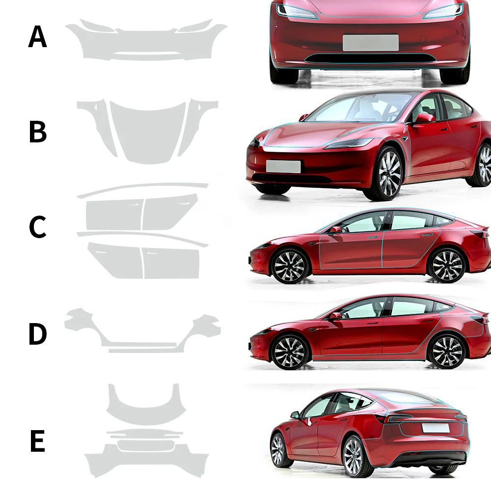 2023.10+ Model 3 Highland Pre-cut TPU Full Body PPF Transparent Film Scratch Protector | Tlyard