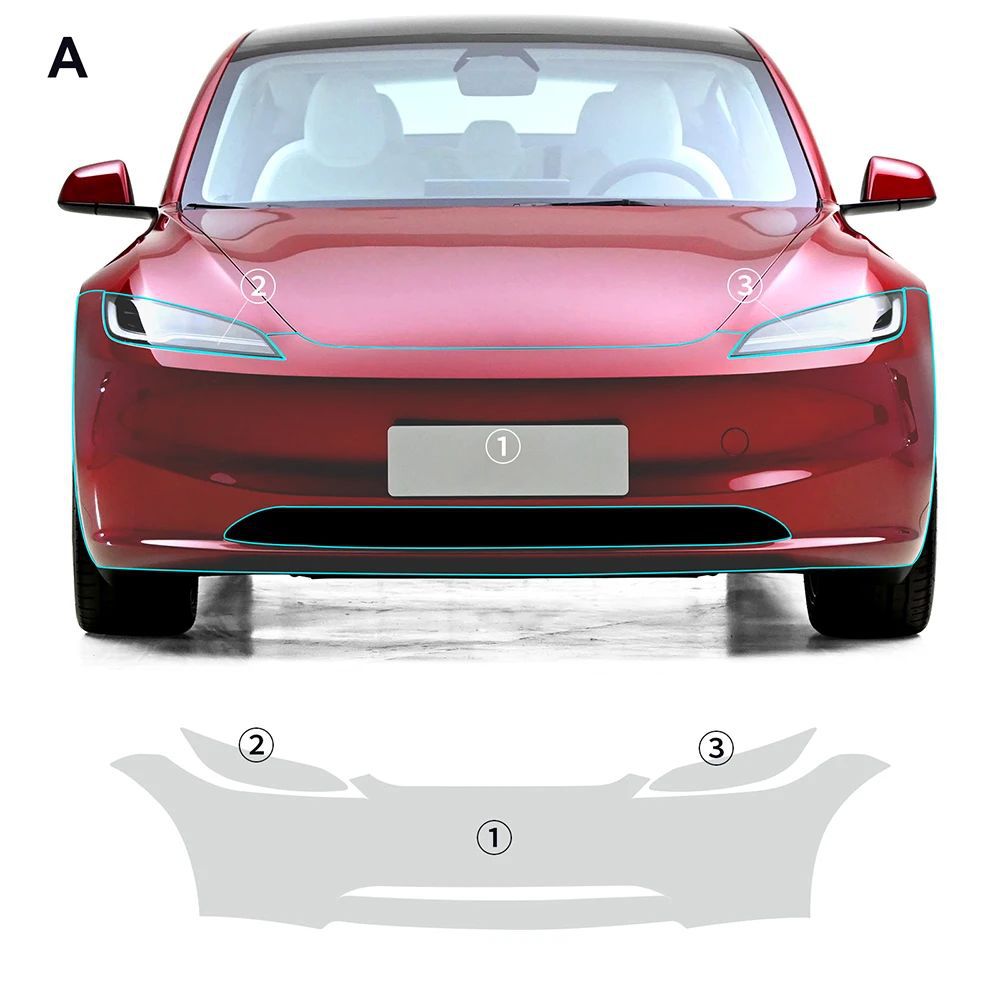 2023.10+ Model 3 Highland Pre-cut TPU Full Body PPF Transparent Film Scratch Protector | Tlyard