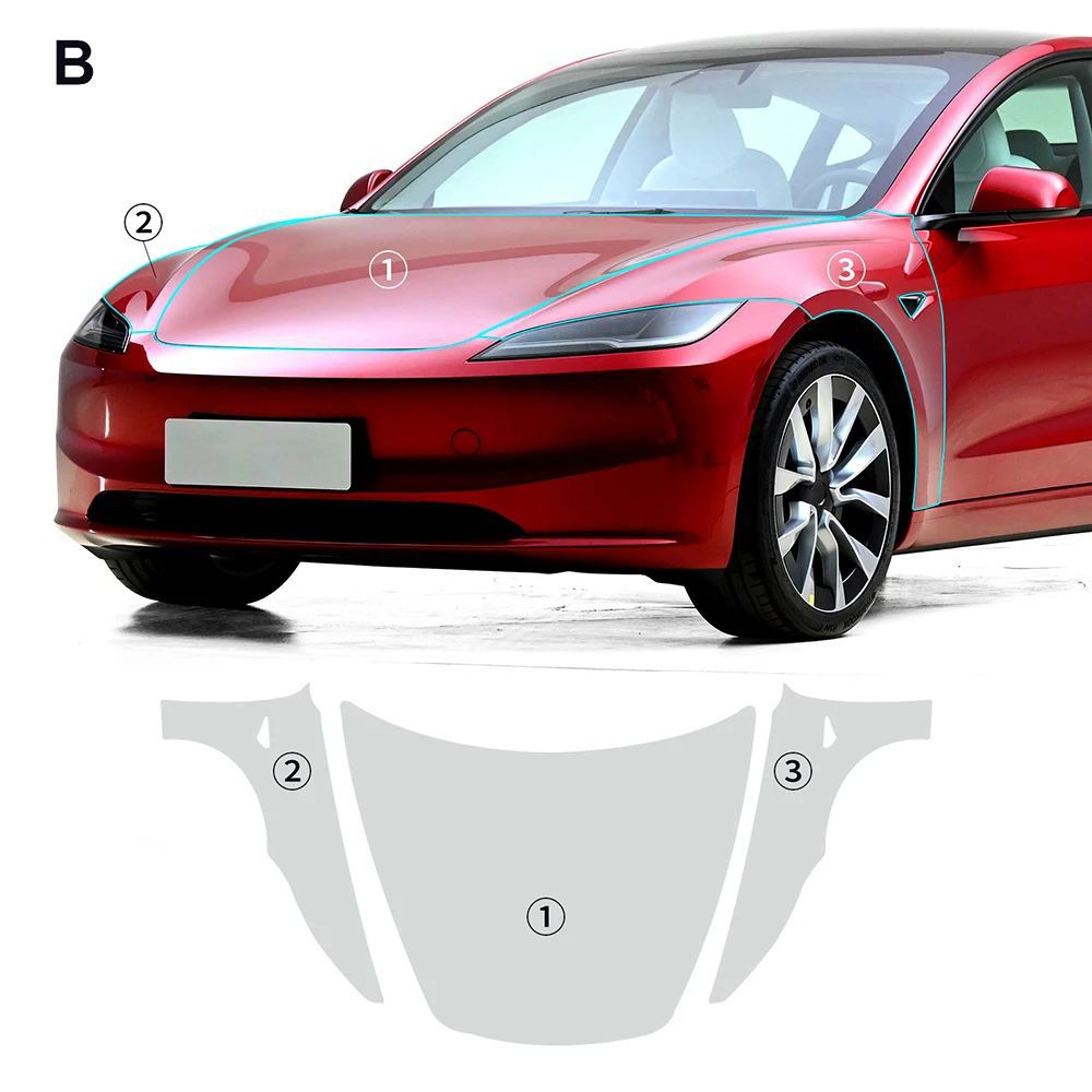 2023.10+ Model 3 Highland Pre-cut TPU Full Body PPF Transparent Film Scratch Protector | Tlyard