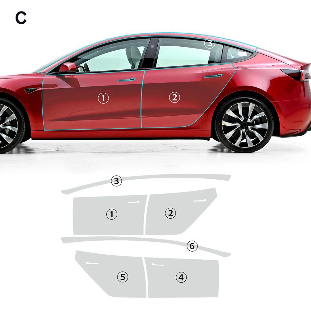 2023.10+ Model 3 Highland Pre-cut TPU Full Body PPF Transparent Film Scratch Protector | Tlyard