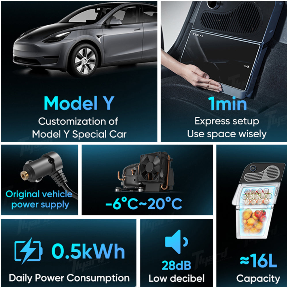 2020-2025 Model Y 16L Built-in Refrigerator Upgrade Compressor Cooler for Model Y Juniper | Tlyard