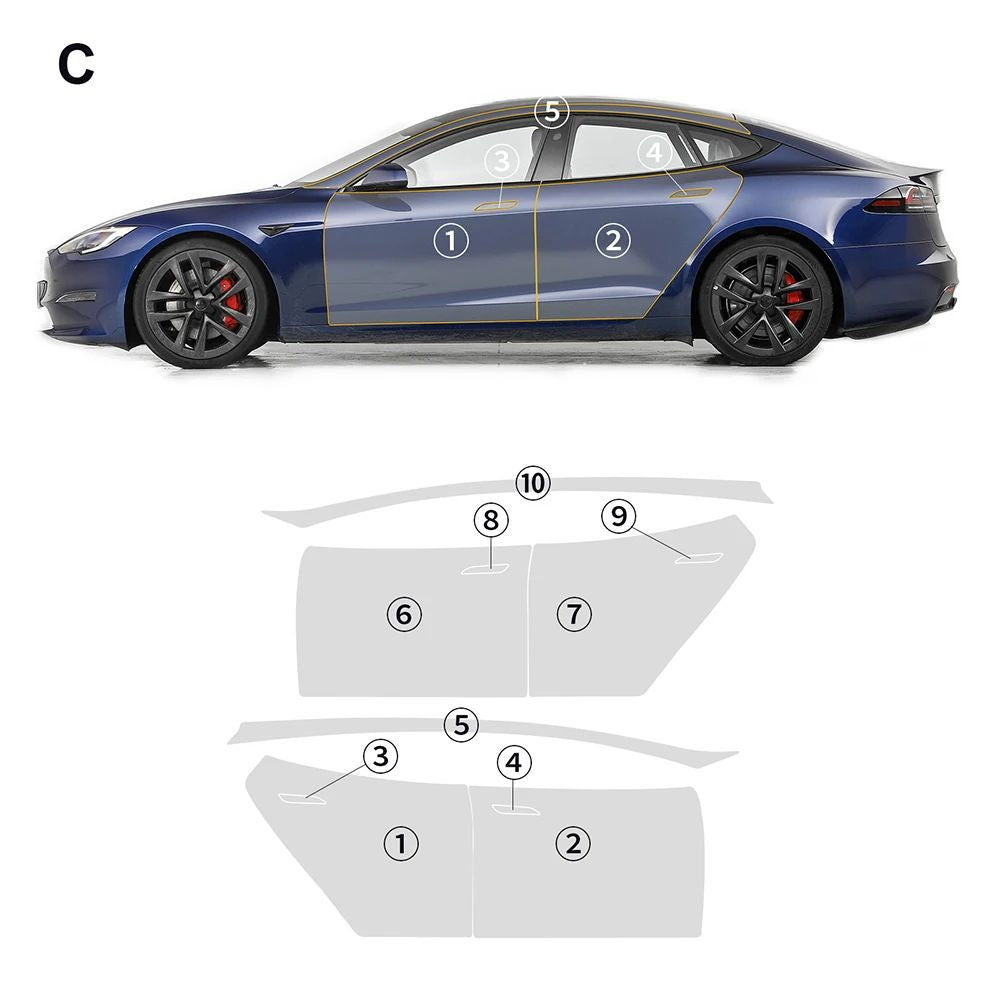 Pre-Cut 2021-2024 Tesla Model S Full Body TPU PPF Kit - Invisible Scratch Protection Film | Tlyard
