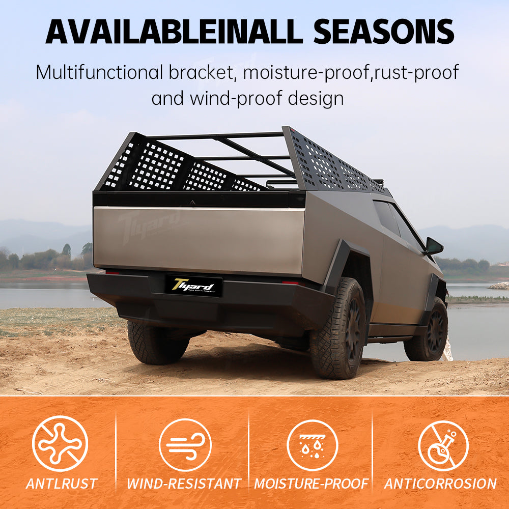 Tesla Cybertruck Roof Rack Bed Rack Kit with Light Bar Aluminum Roof Platform for 2024+ Cybertruck Storage Upgrade | Tlyard