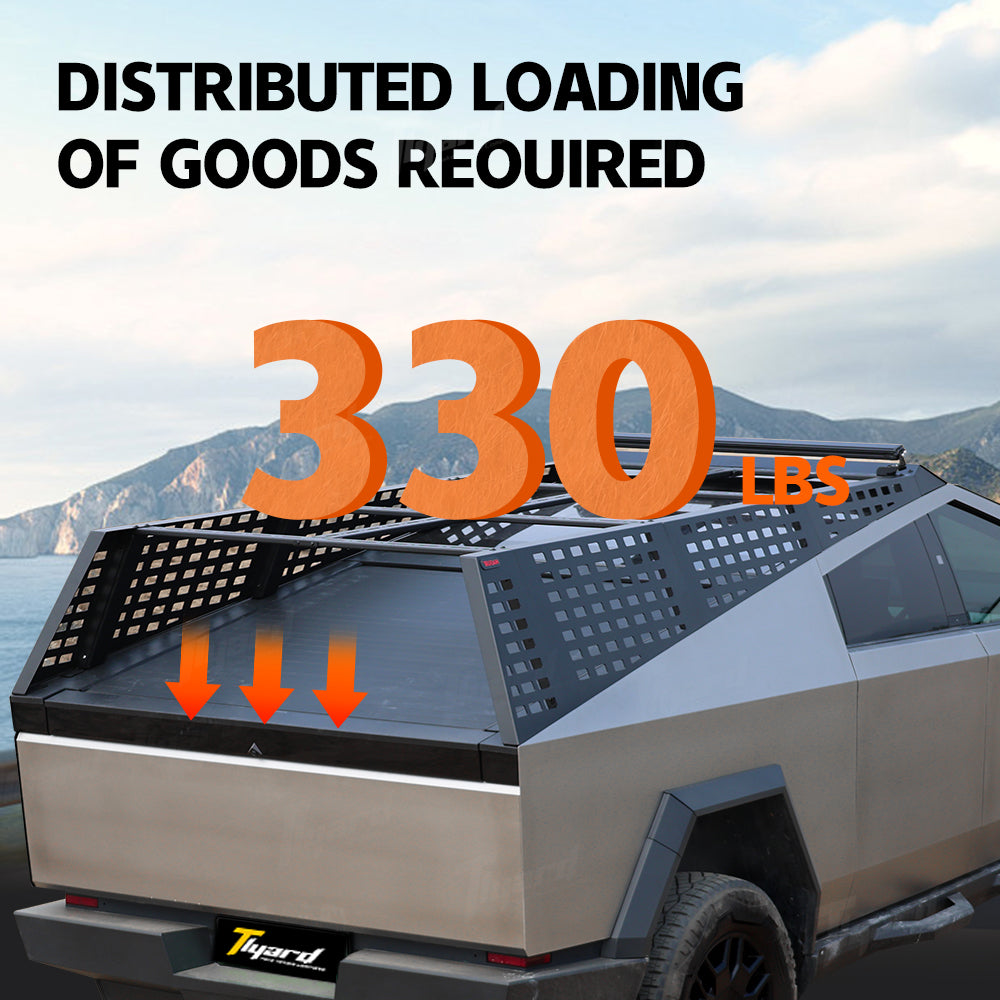 Tesla Cybertruck Roof Rack Bed Rack Kit with Light Bar Aluminum Roof Platform for 2024+ Cybertruck Storage Upgrade | Tlyard