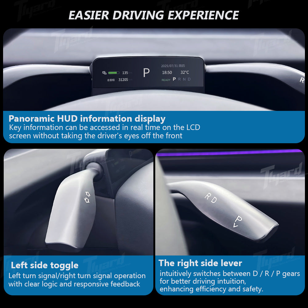 Tesla Model Y Juniper/ 3 Highland Smart Gear Shift Stalk with Digital Instrument Display Upgrade Kit