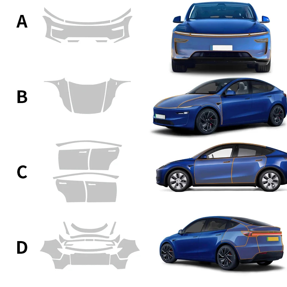 2025+ Tesla Model Y Juniper Clear Pre-cut PPF Kit – TPU Invisible Full Car Paint Protection Film| Tlyard