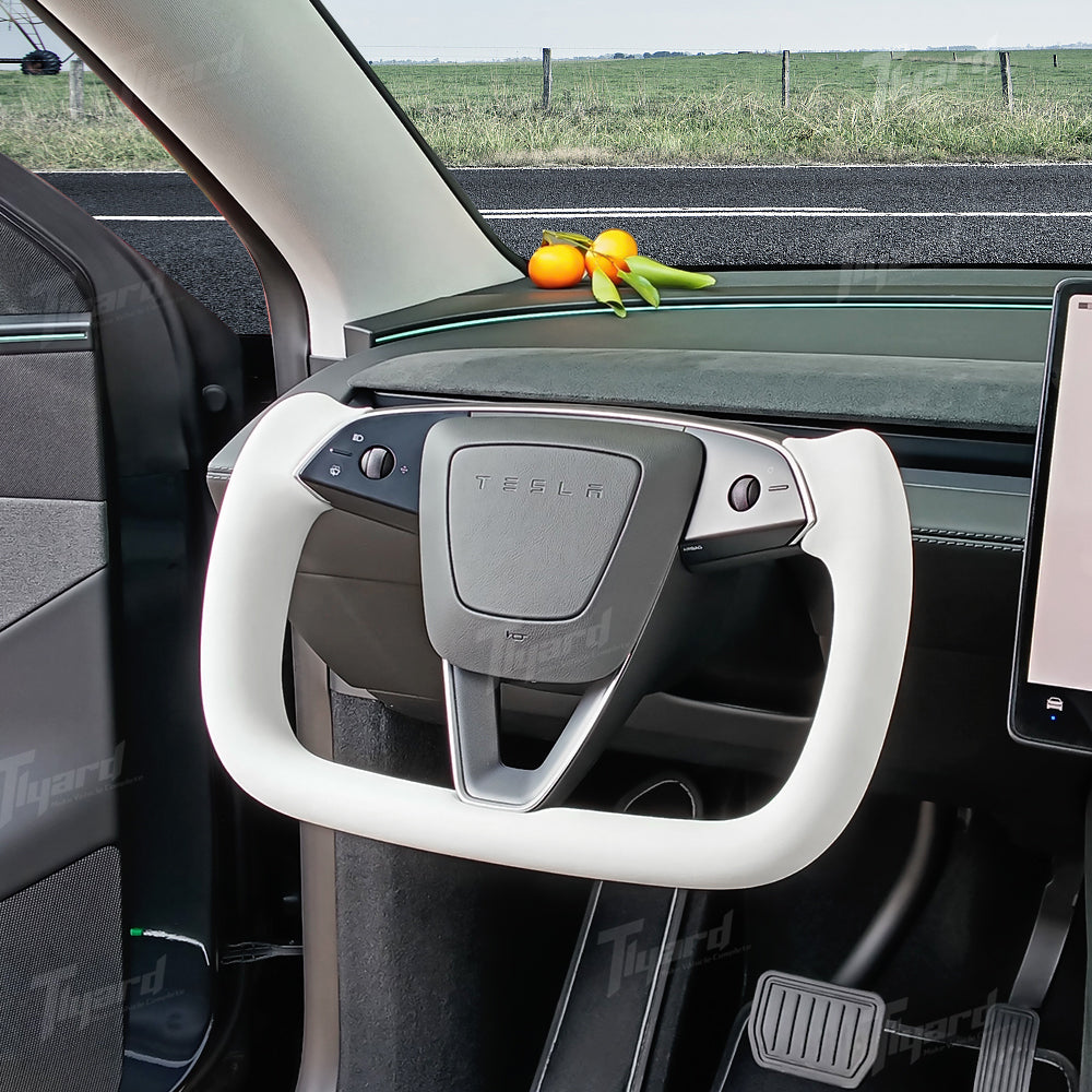 2025+ Tesla Model Y Juniper Yoke Steering Wheel Premium Heated Nappa/Alcatara Steering Wheel Upgrade | Tlyard