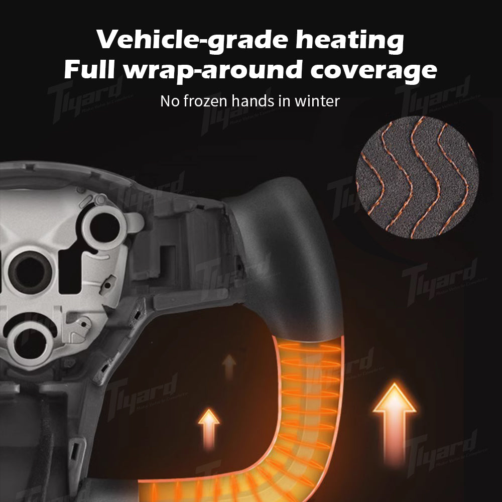 2025+ Tesla Model Y Juniper Yoke Steering Wheel Premium Heated Nappa/Alcatara Steering Wheel Upgrade | Tlyard