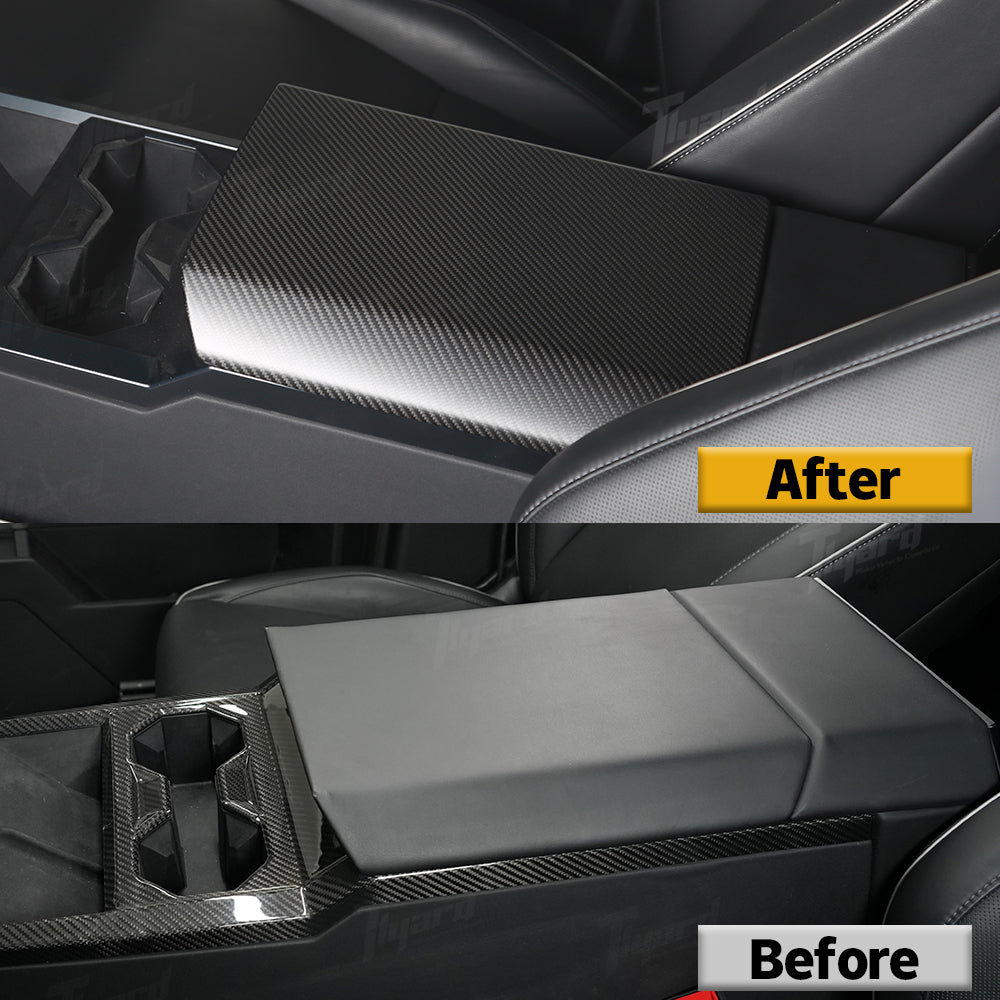 Tesla Cybertruck Armrest Cover Real Carbon Fiber Matte/Glossy Cybertruck Interior | Tlyard