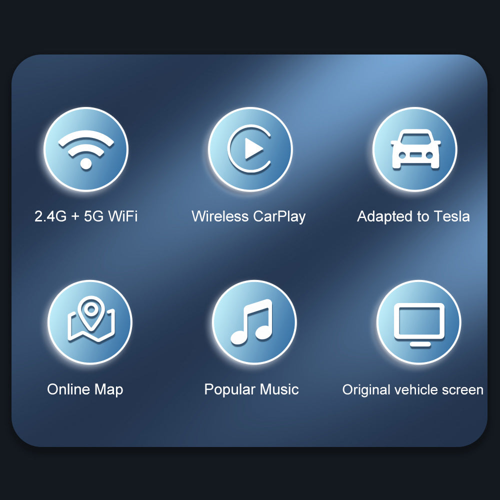 Tesla Wireless CarPlay Android Auto Adapter Box 2.4G + 5G Wifi voor Model 3 & Y & S & X
