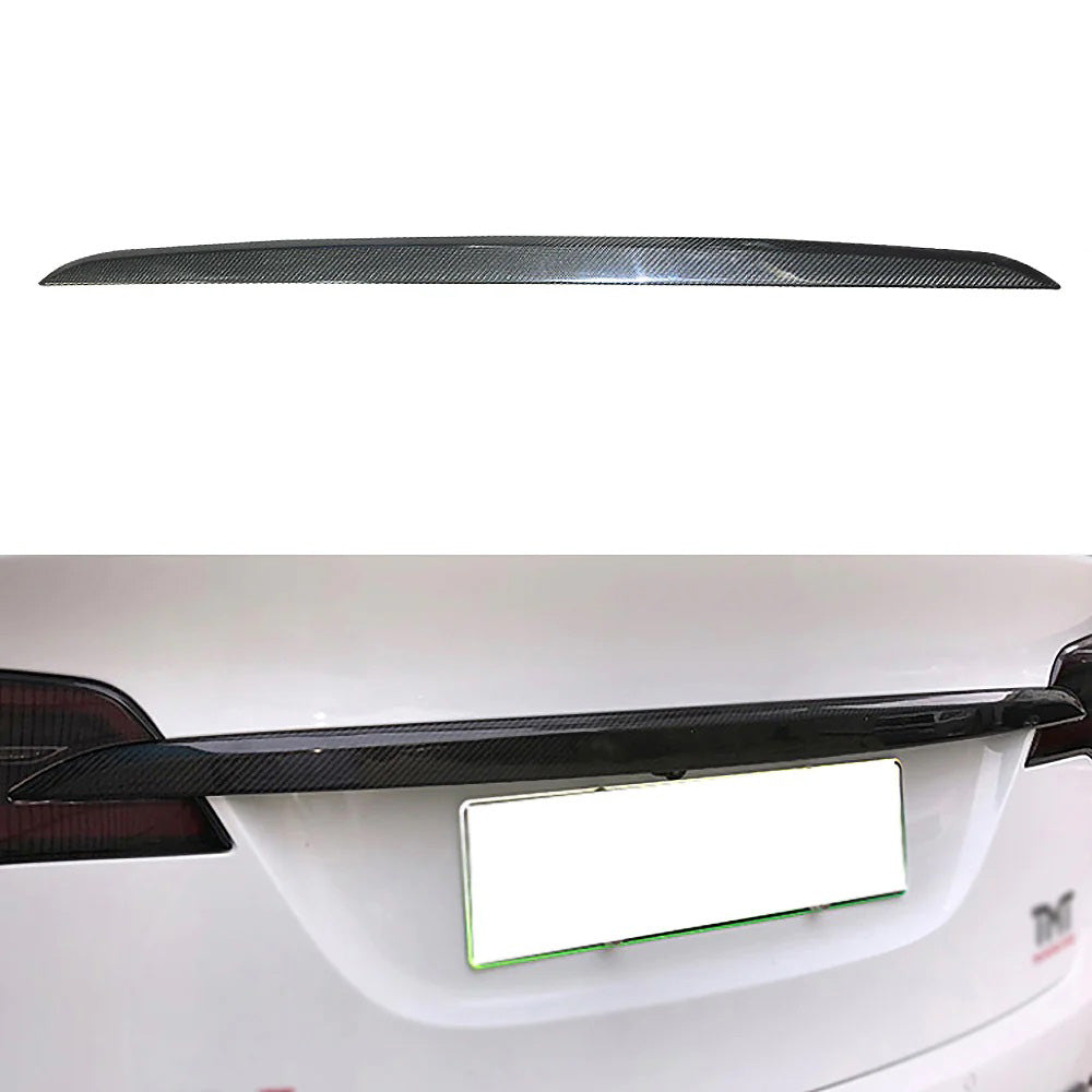 Model X 리얼 카본 파이버 센터 테일게이트 트렁크 장식