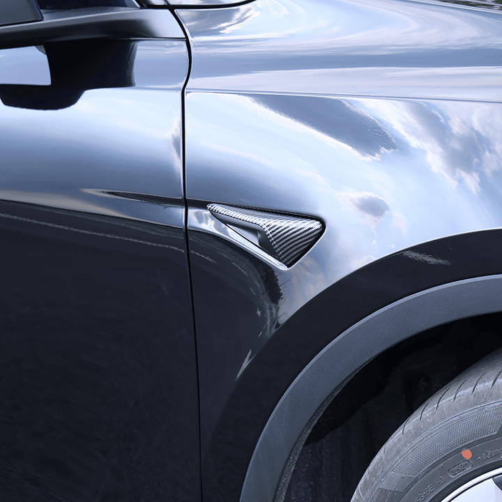 Model S 2021+ Real Molded Carbon Fiber Turn Signal Overlays - Top Half Style (Gen. 2) - Tlyard