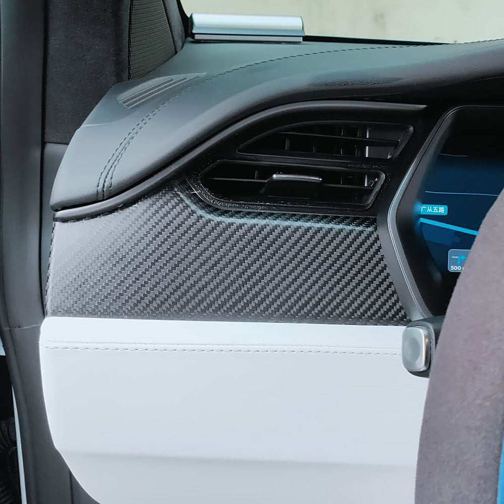 Model X 리얼 카본 파이버 대시보드 커버 장식