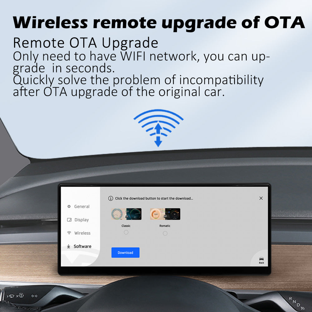 Nytt 9" Carplay Front kamera Smart LCD Dashbrett Vis Tesla Modell 3 & Y