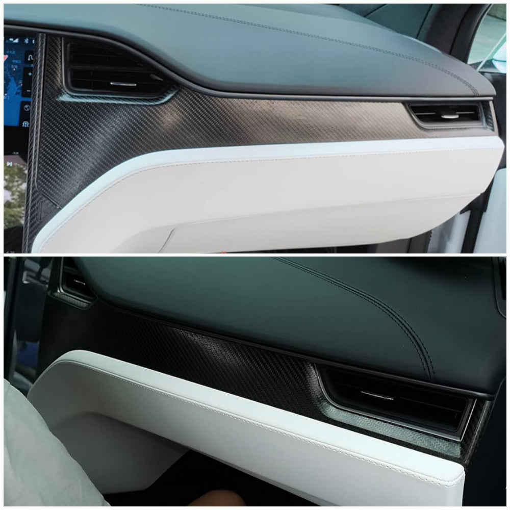 Model X 리얼 카본 파이버 대시보드 커버 장식