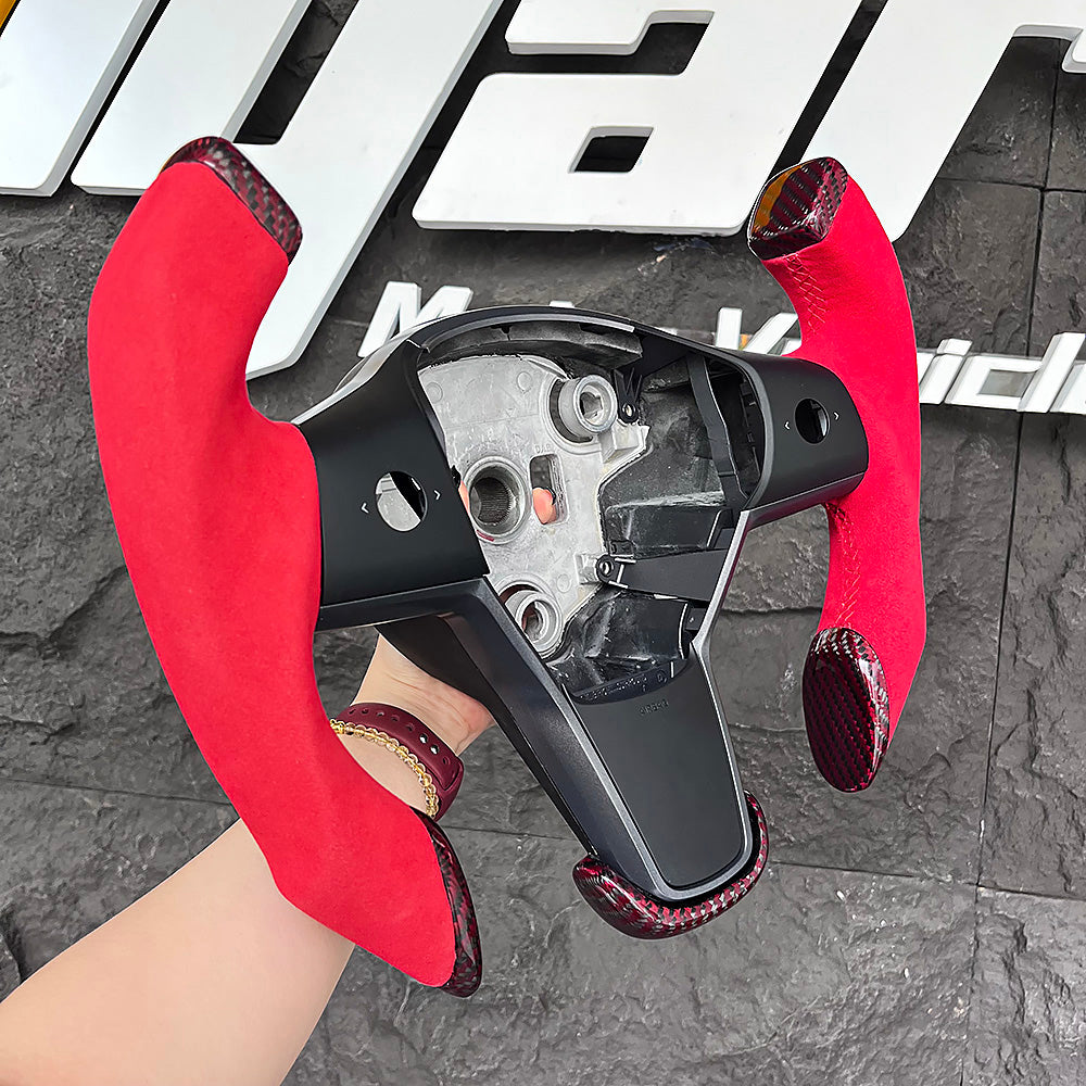 Volante riscaldato in fibra di carbonio Lightning Racing per il modello 3/ Y