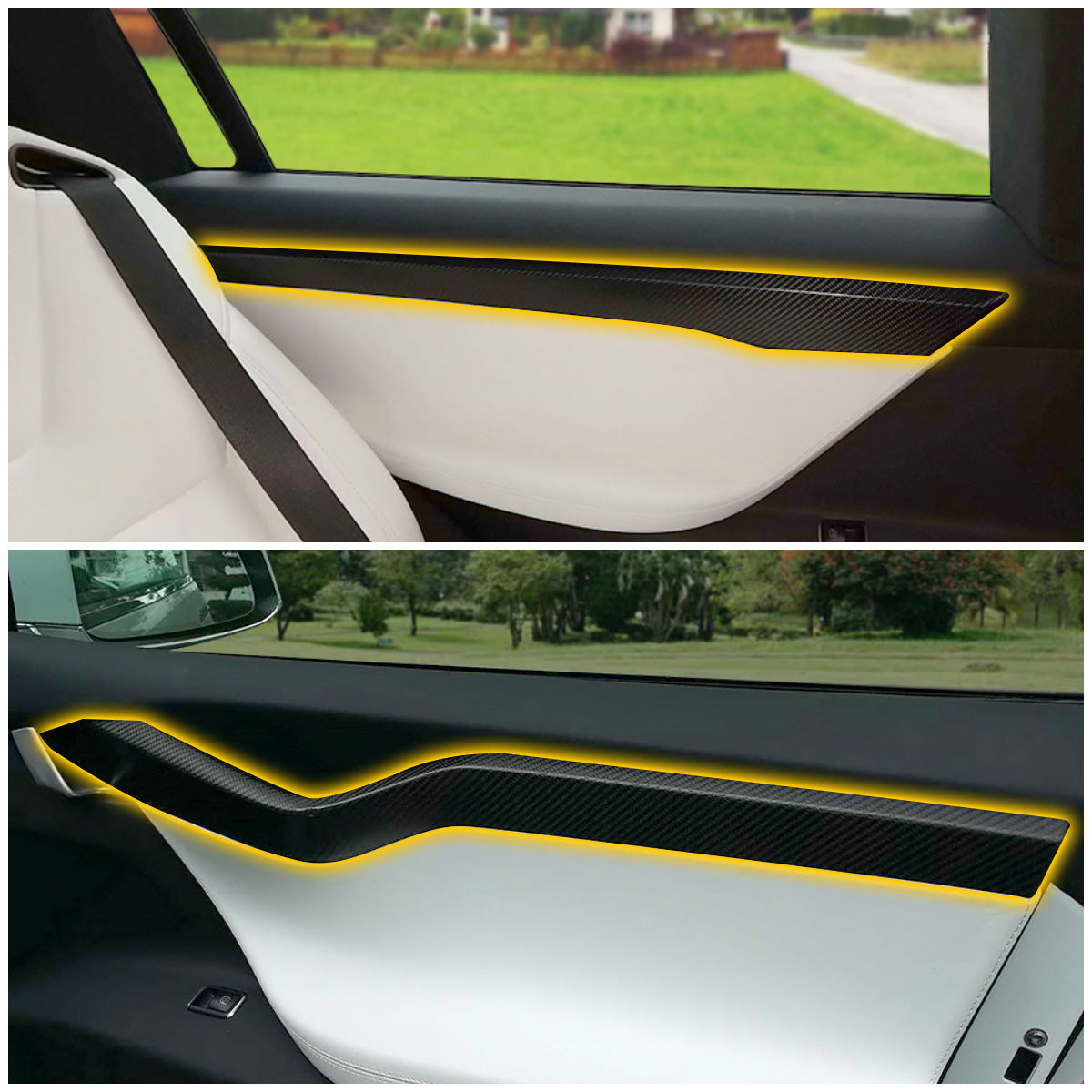 Model X Ekte Carbon Fiber Interiør Deksel Dekor Av Dør