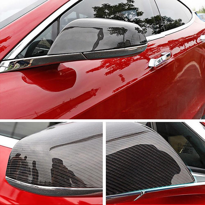 Real Molded Carbon Fiber Mirror Overlay Gen. 2 (1 Pair)  For 2012-2020 Model S - Tlyard