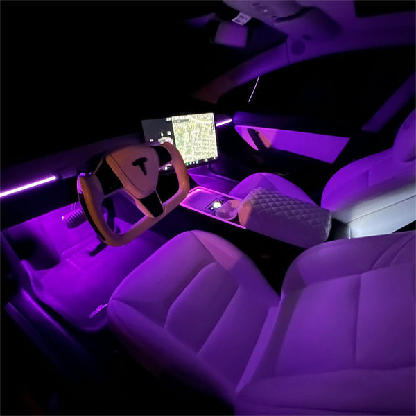 Interior Ambient RGB LED Strip Lights With App Controller For Model 3/ Y