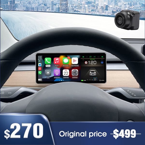 Ny 9" Carplay Front kamera Smart LCD Dashboard Heads upp Display Tesla Modell 3 &amp; Y