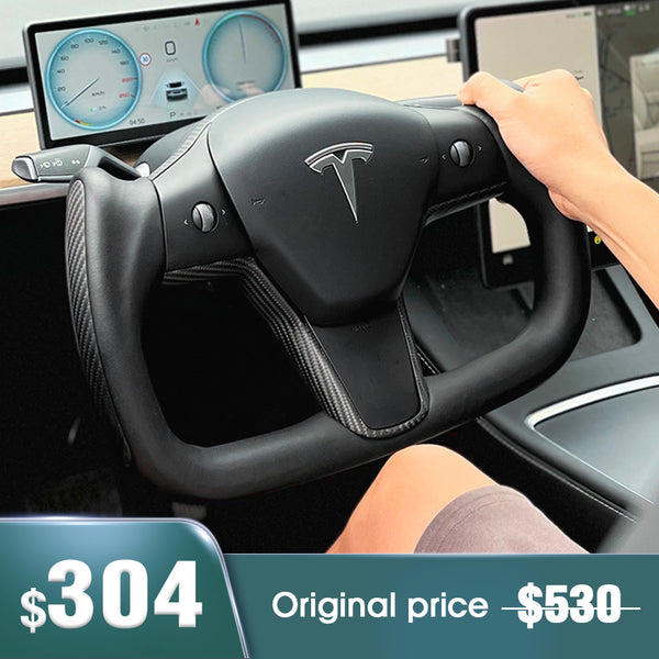 Tesla Yoke estilo volante de fibra de carbono para Tesla Modelo 3 / Y