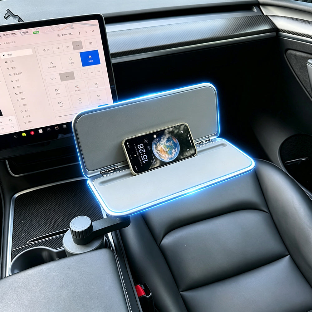 360° Foldable Passenger Side Car Food Tray & Laptop Desk for Tesla Model 3/Y/X/S/Cybertruck