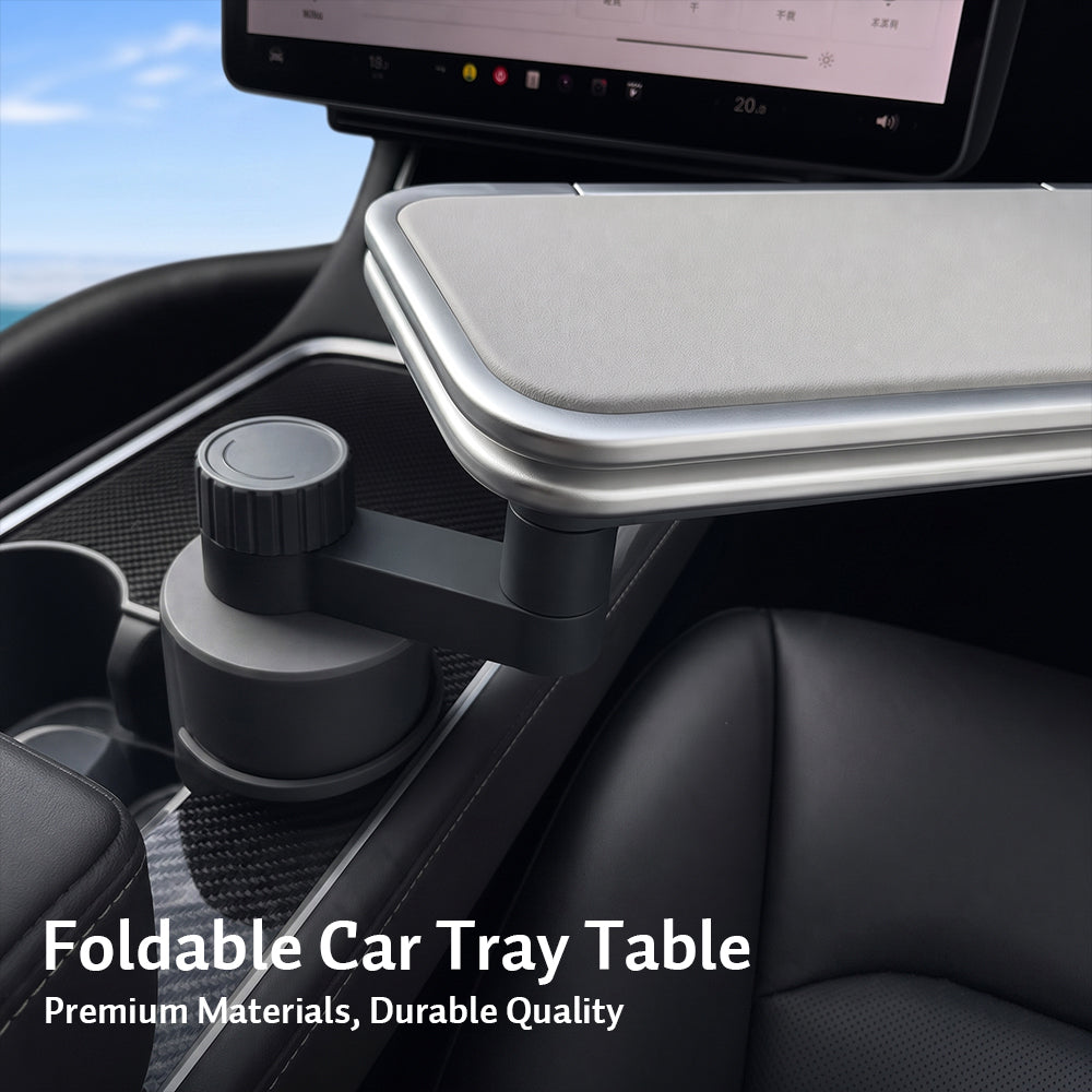 360° Foldable Passenger Side Car Food Tray & Laptop Desk for Tesla Model 3/Y/X/S/Cybertruck