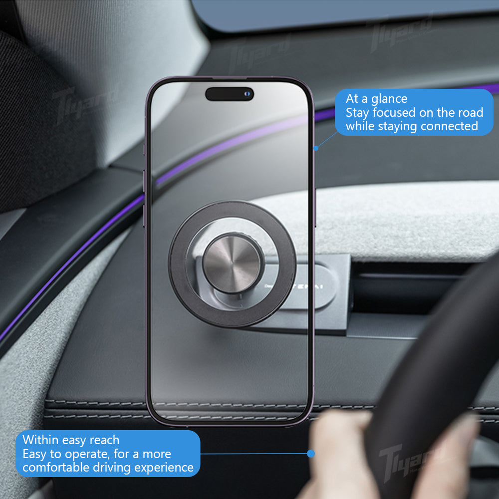 Support Téléphone Magnétique Qi2 15W Pour Tesla Model 3 Highland / Model Y Juniper - Fixation Sur Grille D'Aération - Aimants Puissants - Compatible IPhone Magsafe - 8