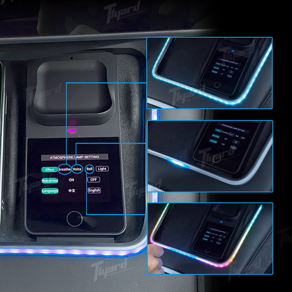 Model 3 & Y Center Console Charger With Ambient Light Atmosphere LED