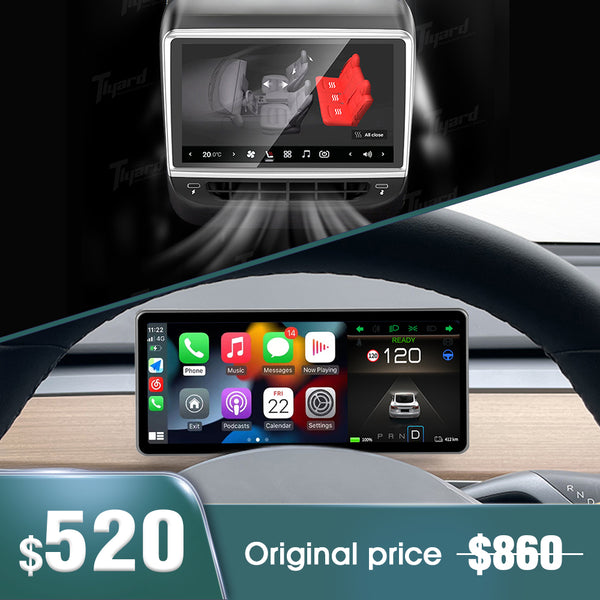9" Carplay Smart LCD Dashboard + mais recente 7 polegadas display traseiro