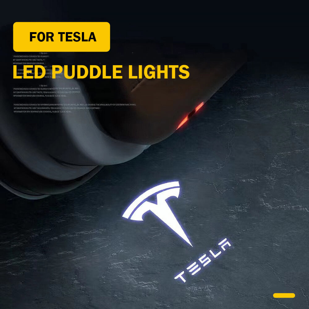 LED Tesla Logo Puddle Lights (T-logo med bogstaver) 2stk/4stk For Model 3/Y/S/X