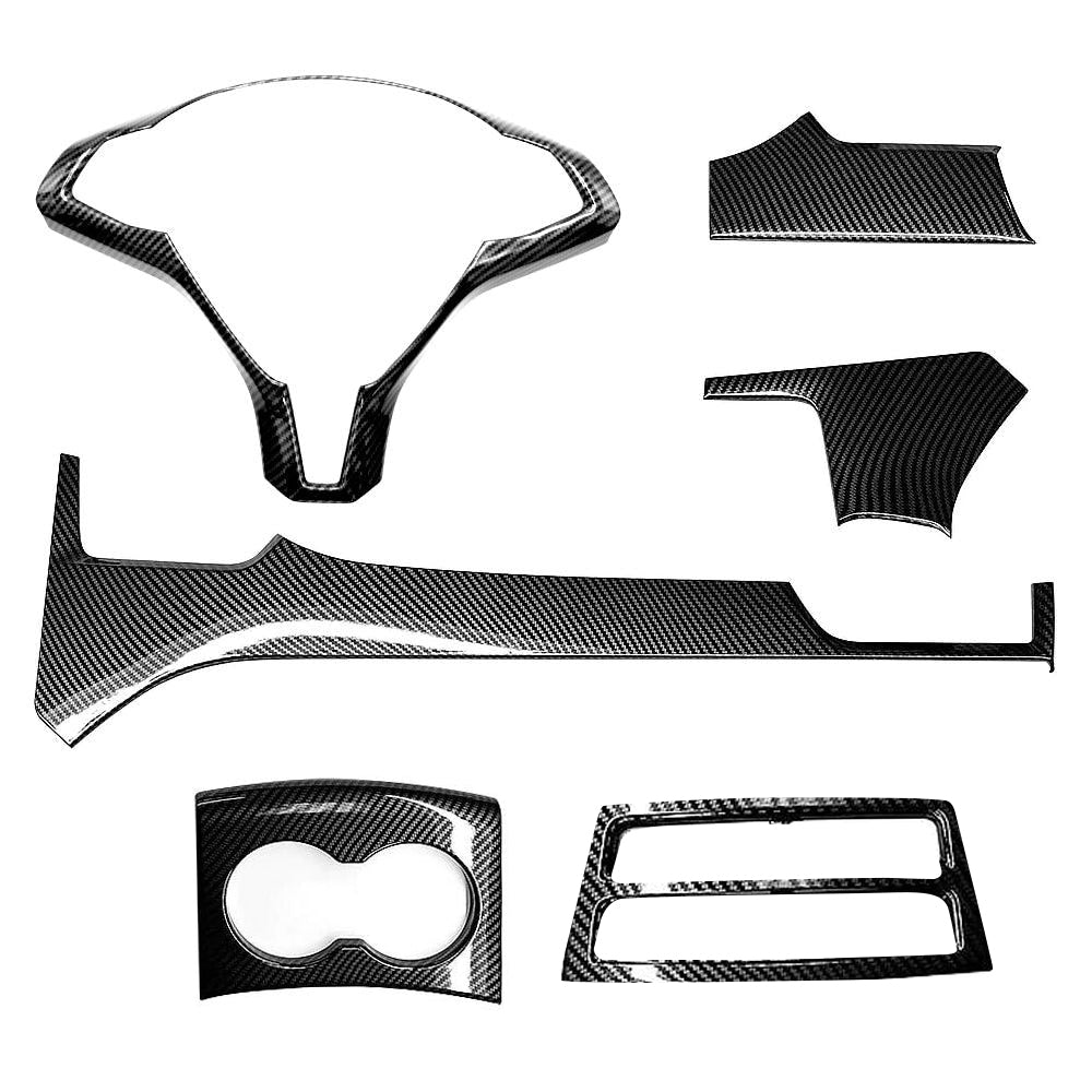 Dashboard & Center Console Hydro Carbon Fiber Coated Wood Texture Upgrade Kit (6 Pieces) For Model X