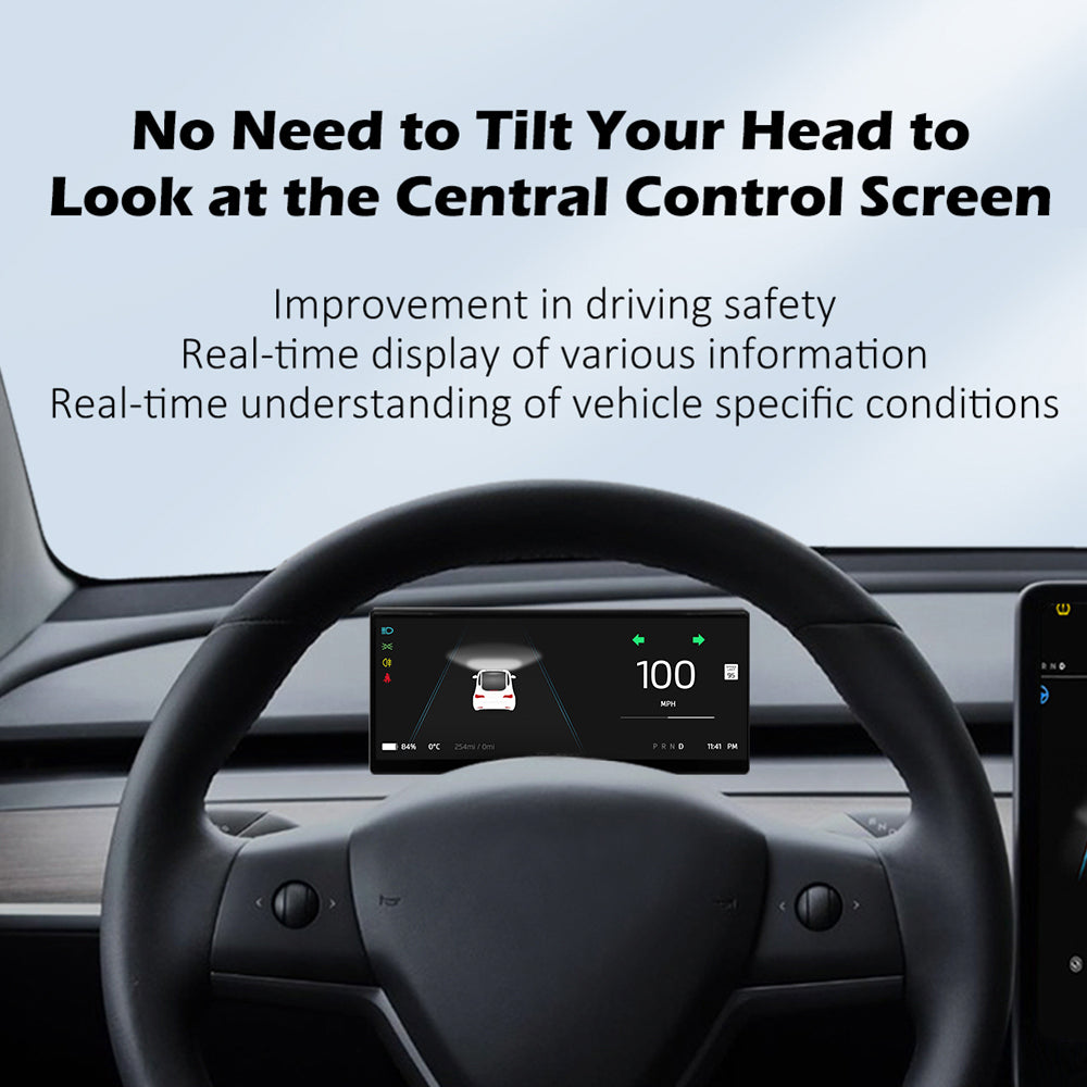 New 9" Carplay Front Camera Smart LCD Dashboard Heads Up Display Tesla Model 3 & Y