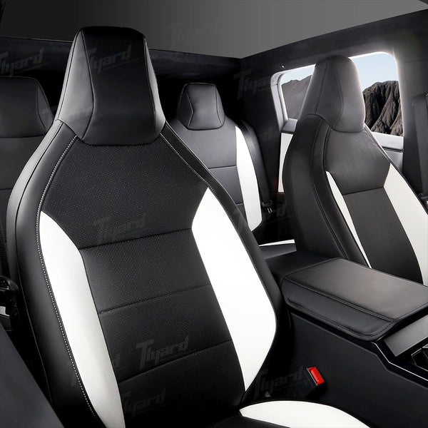 Black and White Tesla Full Coverage Seat Covers for Cybertruck