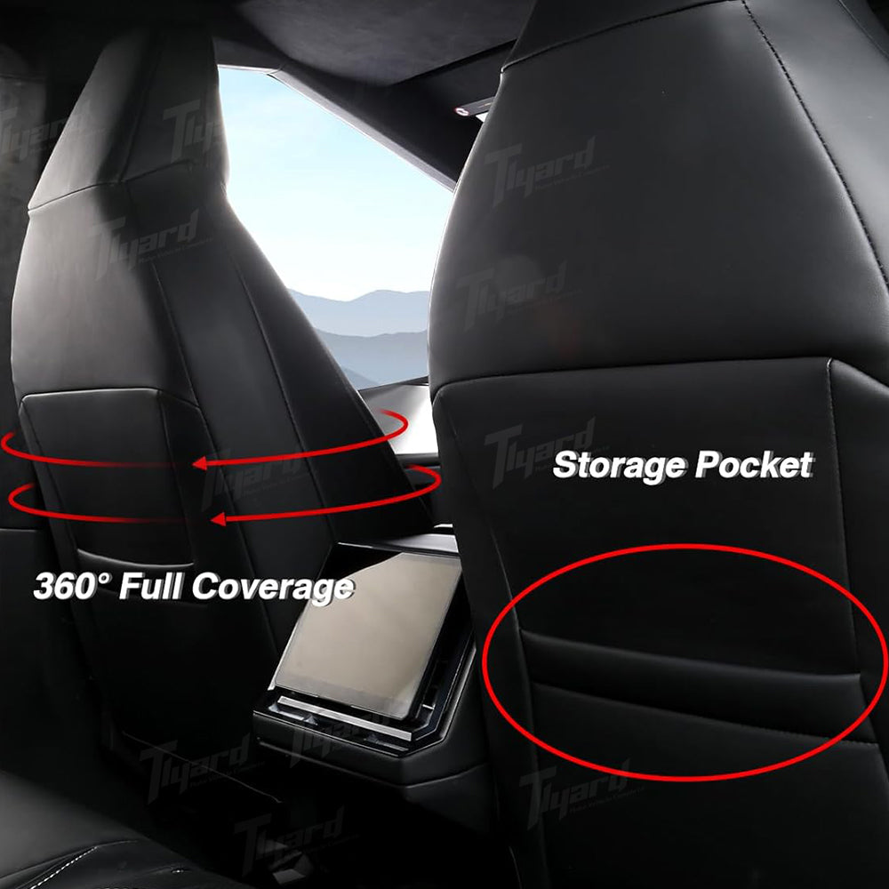 Black and White Tesla Full Coverage Seat Covers for Cybertruck